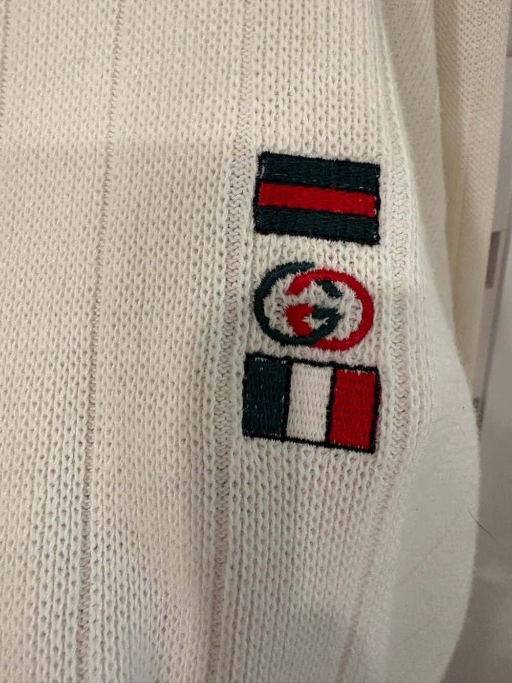 Vintage Gucci Cardigan Academia Green Red Web Stripe Oversized - Picture 9 of 11